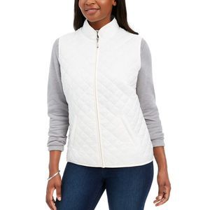 Karen Scott Women's Petite Quilted Puffer Vest White Size Medium NWT